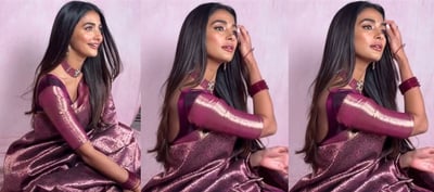 Pooja Hegde Teases Our Temptations In Maroon Saree