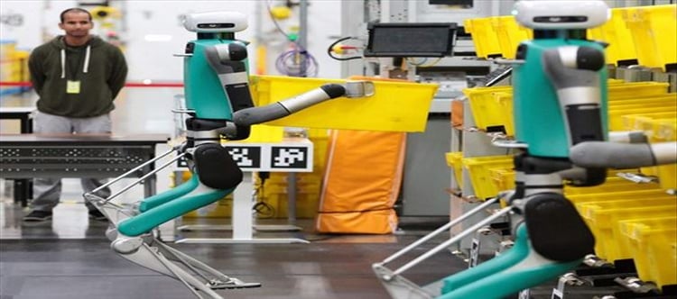 Humanoid robots in Amazon warehouses...