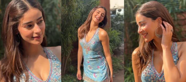 Ananya Panday exuded traditional elegance in a short kurta and sharara