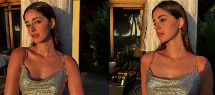Ananya Panday Spotted In A Champagne Dress Worth ₹26K