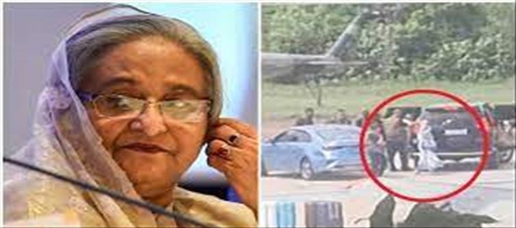 By which plane did Sheikh Hasina leave Bangladesh?