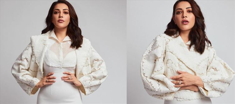 Kajal Aggarwal Oozes Hotness in White Bodycon Dress