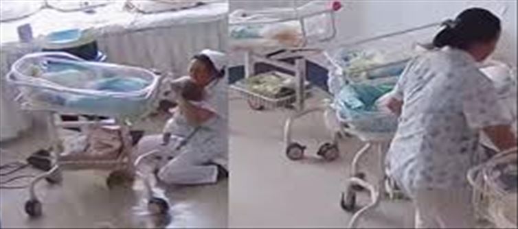 Newborns are protected by nurses during earthquakes...