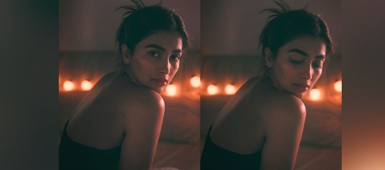 Pooja Hegde went for a no makeup face and styled her tresses like a bun
