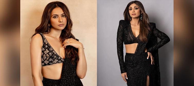 Rakul Preet Singh vs Shilpa Shetty - Who Wore Black Slit Saree Better?