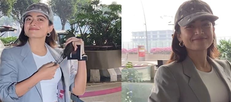 Rashmika Mandanna rocked a smart power suit paired with a floral cap