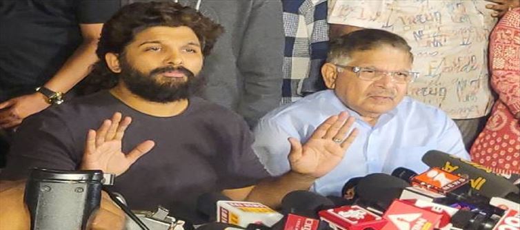 ఎంటైర్ ప్రెస్ మీట్ లు అల్లు అర్జున్ ఆ మాట ఒక్కసారి కూడా మాట్లాడలేదే ఎందుకబ్బా..?