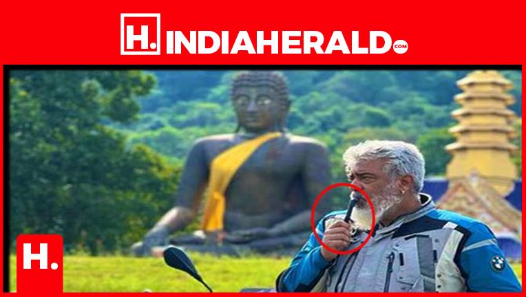 Did Ajith smoke banned cigarettes in front of Buddha statue?