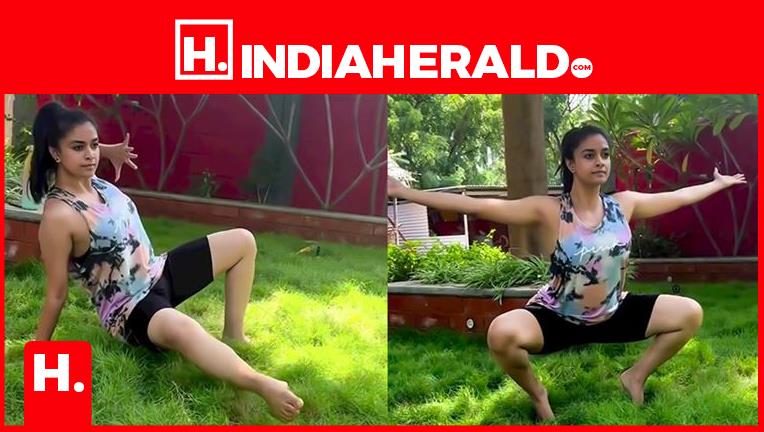 Keerthy Suresh Trolled for Funny Yoga poses - Photos