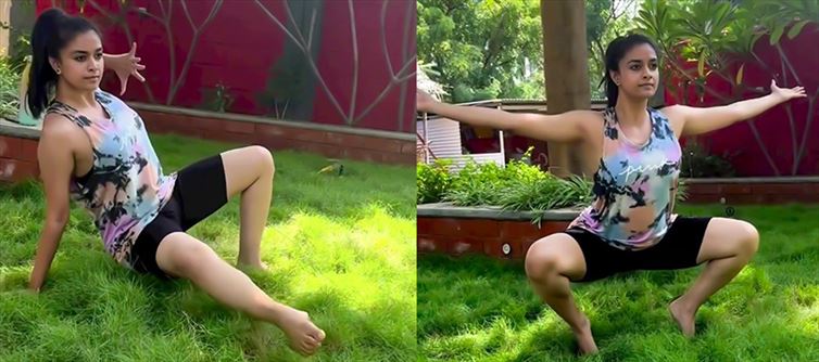 Keerthy Suresh Trolled for Funny Yoga poses - Photos