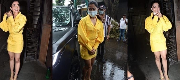 PICS - Rashmika flaunts her Thighs in Yellow Short Dress!
