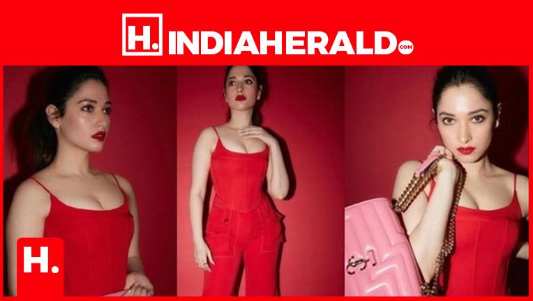 Pics : Red Hot Tamannaah tempts with Tight Cleavage