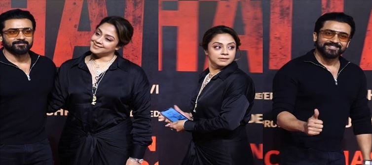 Suriya came stylishly to Jyothika's 'Saitaan' movie show! Even Bollywood heroes can't keep up!