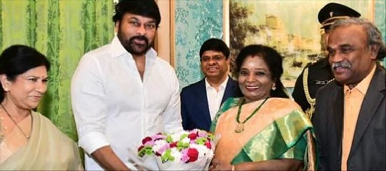 The Telangana Governor honored Chiranjeevi, and congratulated him for the Padma Vibhushan award.