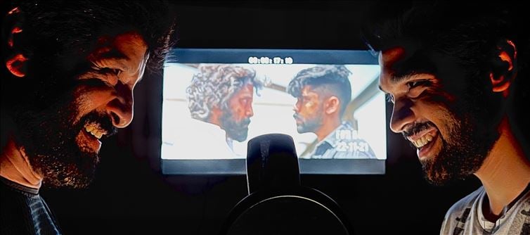 Vikram with his Son recreates an Iconic scene