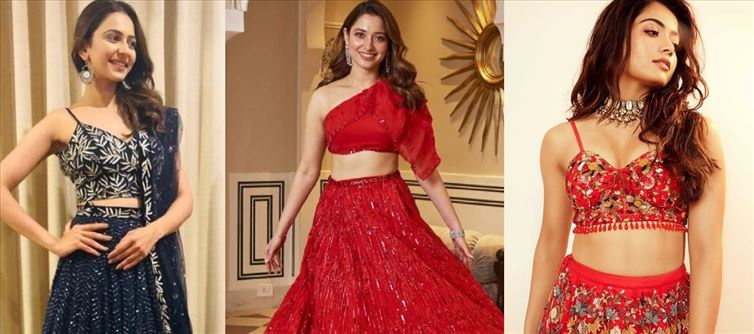 Who Oozed Oomph in lehenga blouse design - Rakul or Rashmika or Tamannaah ?