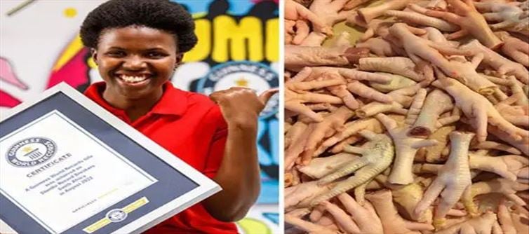 కోడి కాళ్ళు తిని.. గిన్నిస్ రికార్డు కొట్టింది?