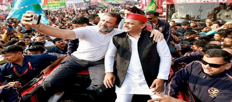 राहुल गांधी, अखिलेश यादव ने अमरोहा में संयुक्त रैली को संबोधित किया