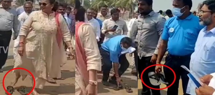 Tamil News Lash Roja as she made Govt Officer carry her Chappal