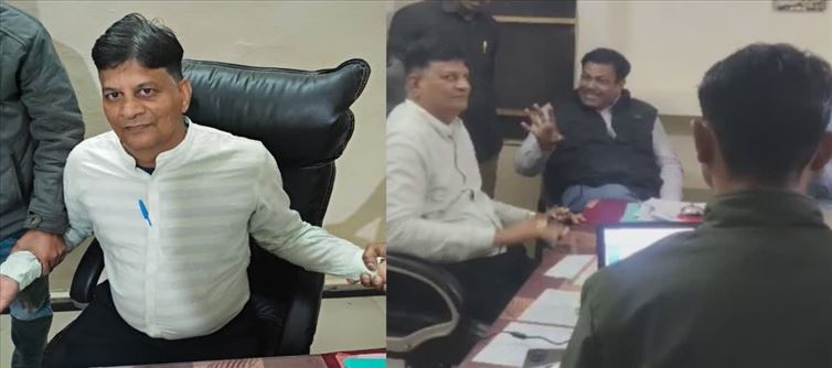 Tehsildar and teacher caught red handed taking bribe in Dewas!