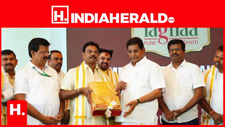 Telangana Hyderabad - Ramraj Cotton launches silk dhoti costing Rs 1 lakh