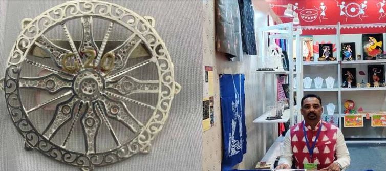 Telangana Karimnagar Silver Filigree Crafts Silver Ashoka Chakra Badges for G20 Summit