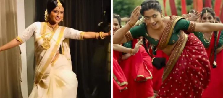Air Hostess dance to Saami Saami in Low Hip Saree - Video